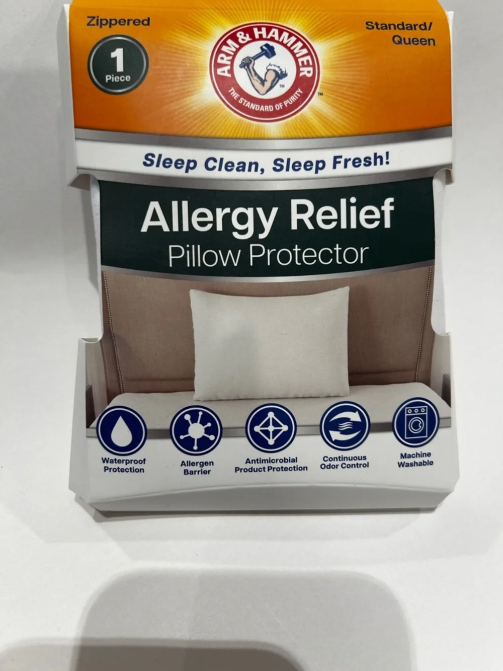 Arm & Hammer Allergy Relief Pillow Protector set of two standard queen size bws